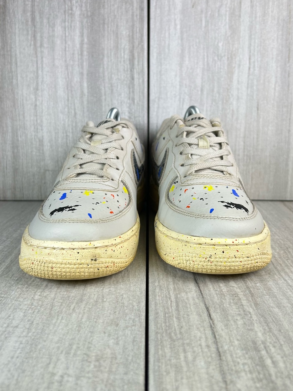 Nike Air Force 1 One LV8 Taupe Paint Splatter Sneaker Shoes Womens Size 8.5 7Y - Picture 6 of 11